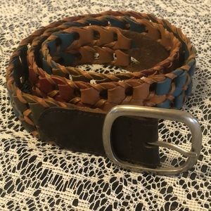 Vintage Braided Woven Genuine Leather Multi Color Belt Size M